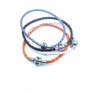 LOVE Braided Silver clasp Bracelet Set of 4 Purple White Brown Orange Jewelry